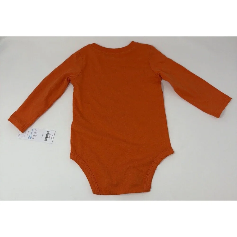 Carter's 12m My First Halloween Bodysuit Orange Long Sleeve Romper NWT
